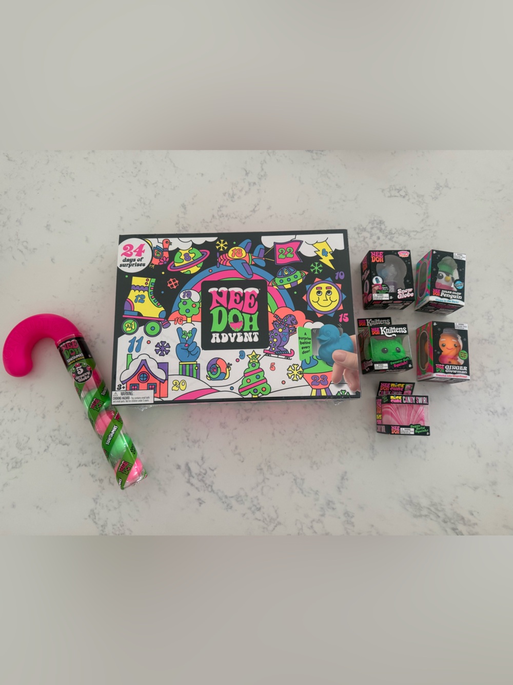 NeeDoh Christmas/holiday bundle- advent calendar, Knittens, ginger glowman etc.